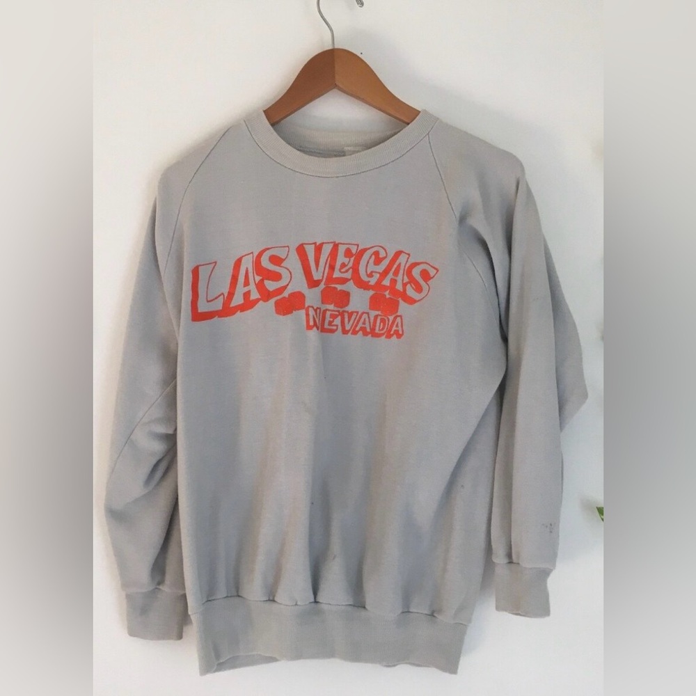 Vintage Light Blue Orange Las Vegas Dice Sweatshirt